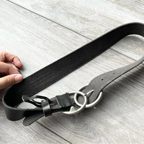 Urban Outfitters Black Leather Double Ring Buckle Belt - Picture 4 of 11